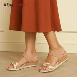 Sandale compensée ultra-confortable avec double bride élastique pour femmes (DRY-TECH)