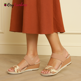 Sandale compensée ultra-confortable avec double bride élastique pour femmes (DRY-TECH)