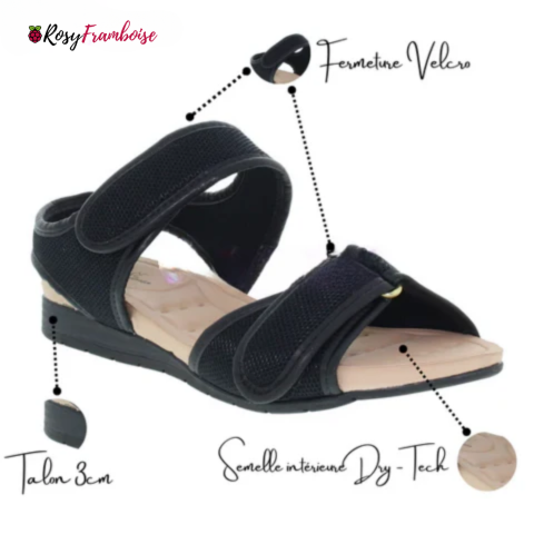 Sandale velcro ultra-confortable pour femmes avec semelle Dry-Tech