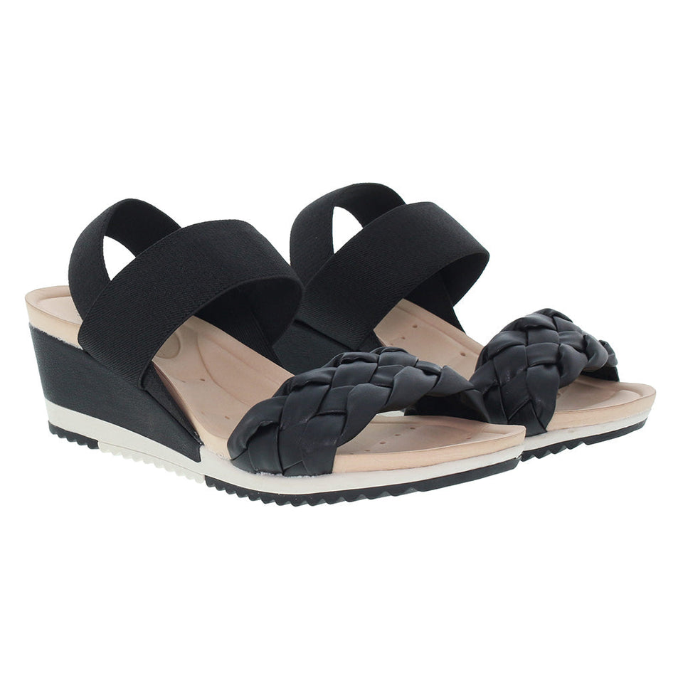 Sandale compensée ultra-confortable avec double bride élastique pour femmes (DRY-TECH)